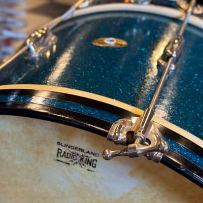 VINTAGE 1950's Slingerland JR Outfit in Blue Sparkle - 12x22, 8x12, 5.5x14 image 10
