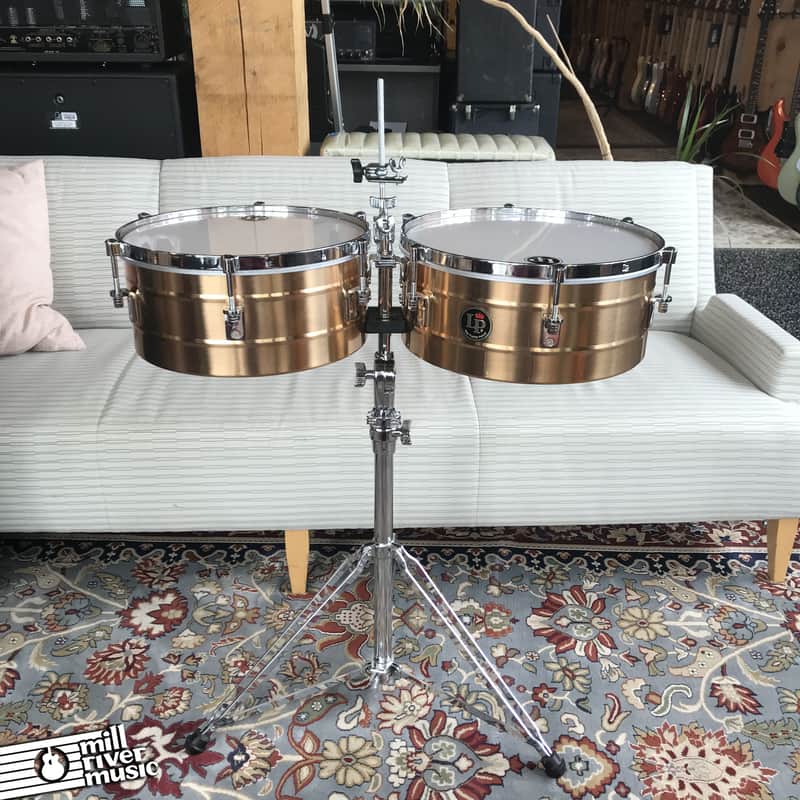 LP Tito Puente Bronze Timbales LP257BZ  w/ LP Stand  *Excellent Condition* image 1