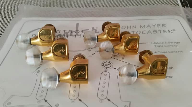 Fender John Mayer BLK Black 1 Schaller German Original Tuners Gold Pearl image 1