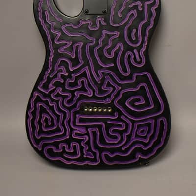 c. 1980s Schecter USA T-Style Body Dallas-Era HS Customized Black/Purple image 2