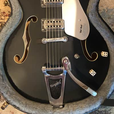 LOADED & CUSTOM” GRETSCH HOT RODDED / RAT ROD 5410t Matte Black … “MINT” … Korean made w/ Quality USA UPGRADES !!! / tvjones Brian Setzer Pups & tvjones wire harness / Tru-Arc Bridge / Quality Grover Locking tuners & high quality Gretsch Case image 4