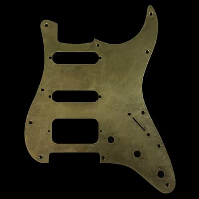 Made-to-Order - Stratocaster 11-hole HSS UNCOVERED Humbucker Pickguard Scratchplate for Fender - Aged Gold Brass - Hand-finished image 1