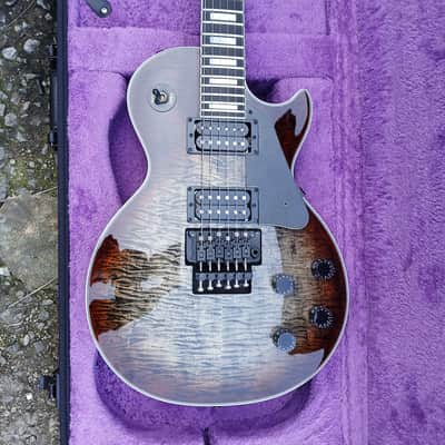 Clip Les Paul style 24 Flat Custom FR Black Flame Red Burst Gloss image 4