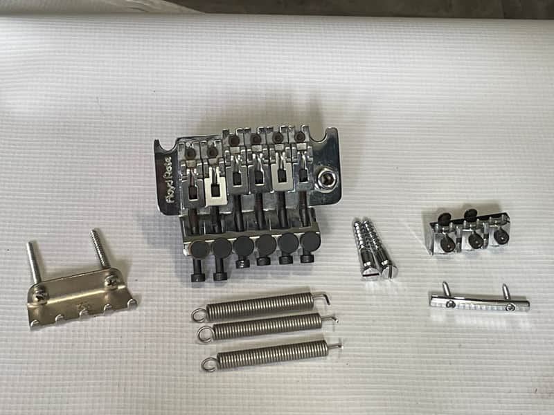 1980's Era Original Floyd Rose Made in Germany Chrome Tremolo Bridge Vibrato Set (R2 Nut & Retainer Bar) image 1