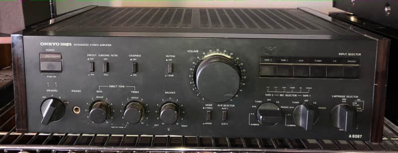 Onkyo A-8087 Stereo Integrated Amplifier Black Wood Veneer image 1