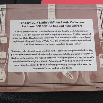 2017 Fender Limited Edition Exotic Collection Vintage ’59 Pine Stratocaster - 100 Year Old Pine Body - Original Case COA and Paperwork image 7