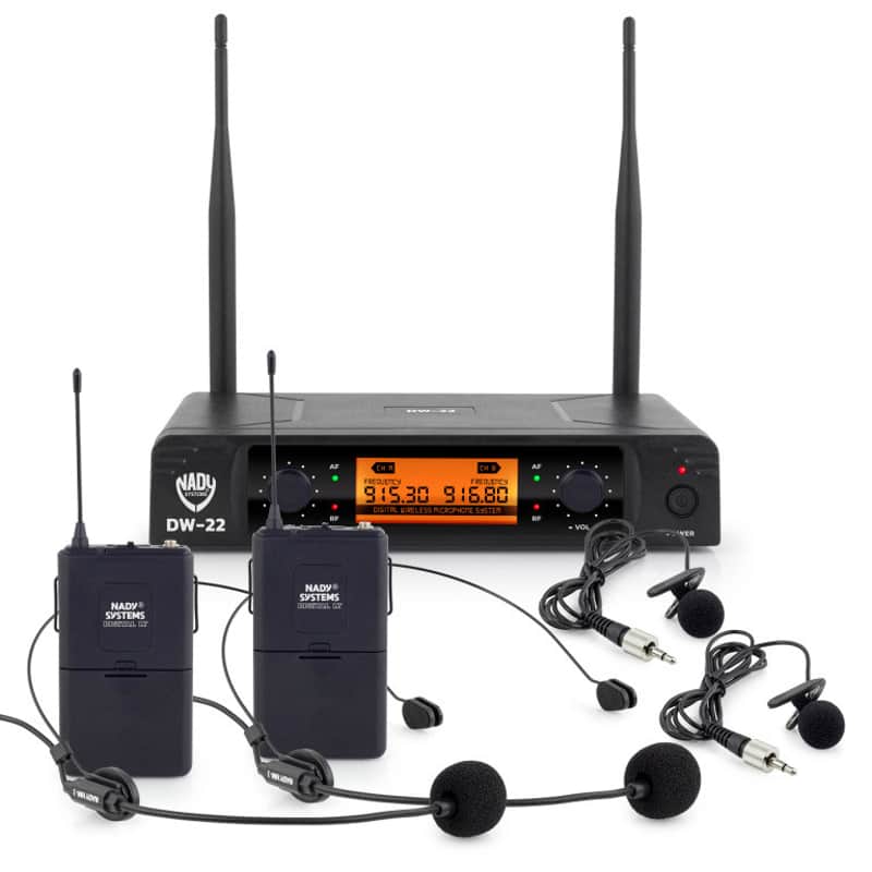 Nady DW-22 Dual Digital Wireless System With Two Lapel Microphones + Two Headset Microphones image 1