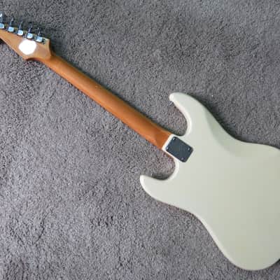 Vintage 1960s Lyle Guitar Aria Teisco Strat Offset Unique Alpine White Faded Rare Shape image 9