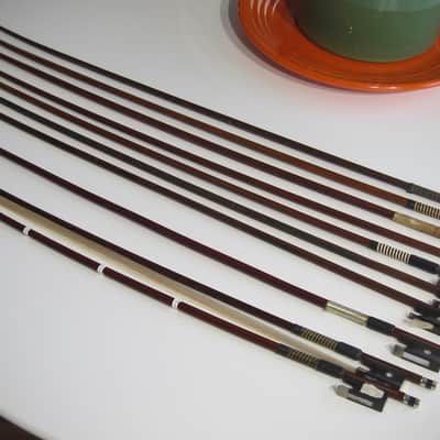 German Violin Bows Various Makers High Quality 4/4, 7/8, 3/4, & 1/2 Sizes Lot of Ten (10) Circa-1900s-Brown image 3