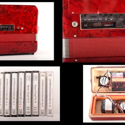 Custom Made Mengascini Accordion with Implanted Cassette Stereo Player System&Accessories~Fake Play~ image 10