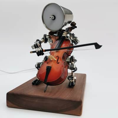 Cello Robot Cellist Ornaments Punk Industrial style Small Lamp Gift By Handmade,price include the import duty for US buyer image 5
