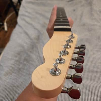 2026 Warmoth Telecaster Neck, Stainless Jumbo Frets LEVELED with Gotoh Tuners INCLUDED, Tusq XL nut cut by Luthier,  VERY Dark Rosewood fretboard, Modern, 59 roundback, 1 11/16" 43mm nut, 9.5" radius. image 6