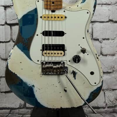 Friedman Vintage S 2026 - White Over Two Tone Blue Metallic (Large Checkerboard) w/OHSC image 1