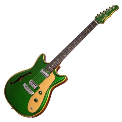 2022 Walsh Guitars Custom Double Cut - Candy Green w/Gold Accents and Natural Back - Semi-Hollow Custom Boutique Electric Guitar - USED! image 6