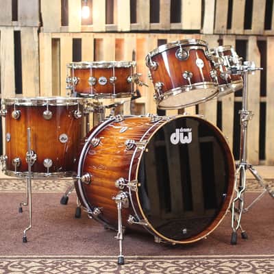 DW Collector's Maple Amber to Tobacco Burst Over Macore Drum Set w/ Nickel Hardware - SO#1138505 image 1