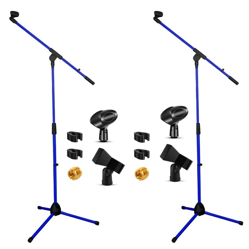 5 Core Mic Stand Floor Pair Adjustable 72" Tripod Microphone Stands w Telescoping Boom Arm image 1