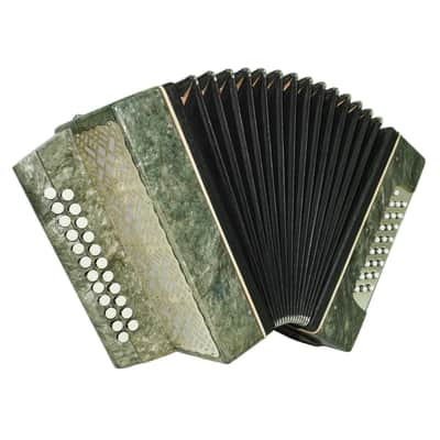 Folk Bayan Garmon Ukraine Marichka, Vintage Button Accordion Harmonica, 23x25 Squeezebox, Old Garmoshka in Tune, 2731 image 2