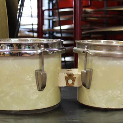 1940's Ludwig WFL Bongos in White Marine Pearl image 5