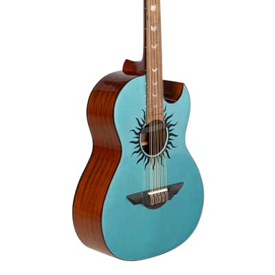 H. Jimenez Colección de Galaxia Cosmic Nebula Bajo Quinto Glossy Turquoise Sparkle Finish Acoustic +Hardshell Case | Authorized Dealer image 2