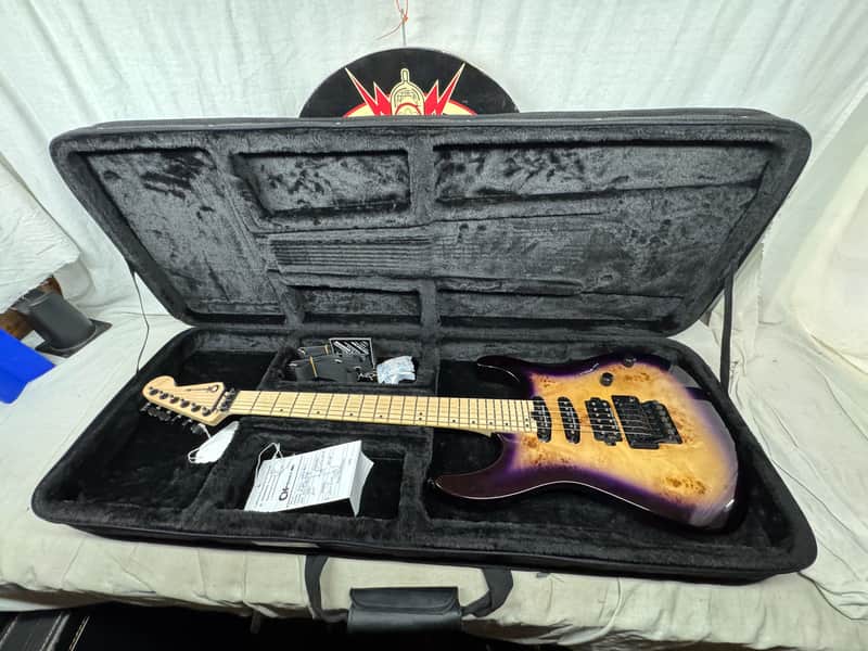 Charvel Pro-Mod DK24 HSS FR M Poplar Guitar with Soft Case 2021 - Purple Sunset / Maple neck image 1
