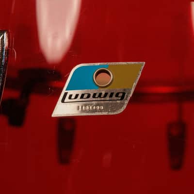 1970s Ludwig Red Vistalite 14x22, 8x12, and 16x16 Drum Set image 14