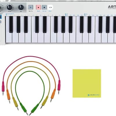Arturia KeyStep 32 Key MIDI Keyboard Controller & Sequencer Bundle with 4x Pig Hog Mono Patch Cables & Liquid Audio Polishing Cloth - USB, MIDI, CV Keyboard Controller