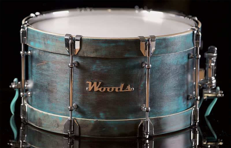 Woods Custom Drums - "Earthlings" Maple/Mahogany/Maple Snare Drum, 14” x 6.75" in Blue Lacquer image 1
