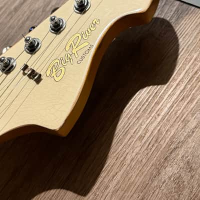 Big River “Jazzcaster” • Aged Vintage White over Met.Copper Nitro • Aged Maple/Rosewood/Binding/Blocks/Matching Headstock • A5P90 image 8