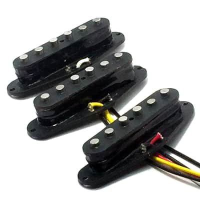 Pure Noiseless AlNiCo Strat Pickup Set, Deluxe Noise Free Design ~ Single Coil SSS Pickup Set, Black Covers image 2