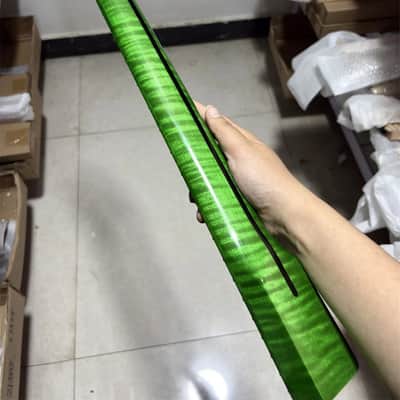 green 22 fret flame Maple electrick guitar neck DIY gloss parts hole 10mm 25.5inch image 2