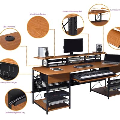 Musiea EX200 Series Pro Music Recording Studio Desk Workstation with 3 x 4U Rack and 2 x 9U Rack image 2