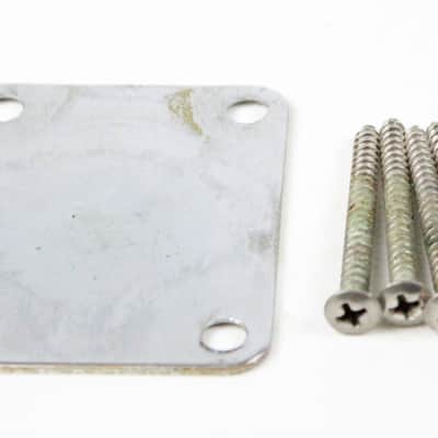 1965 Vintage Fender Precision Bass/Jazz/Telecaster Bass NECKPLATE w/Original Screws L-Series 4-Bolt USA 1960s 1970s Pre-CBS image 4