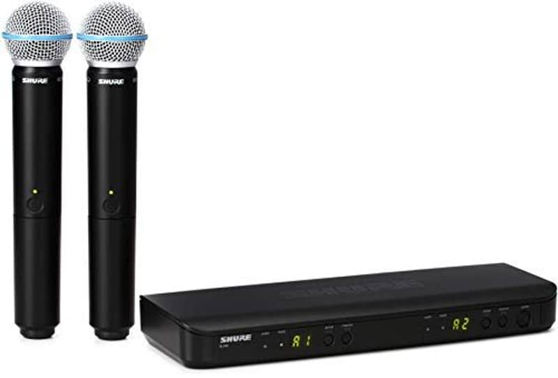 Shure BLX288/B58 UHF Wireless Microphone System - Perfect for Church, Karaoke, Vocals - 14-Hour Battery Life, 300 ft Range | Includes (2) BETA 58A Handheld Vocal Mics, Dual Channel Receiver | H10 Band image 1