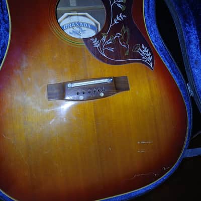 Vintage 1970s Granada W-65 Hummingbird Copy Acoustic Guitar PROJECT Japan Fender Hard Case image 2