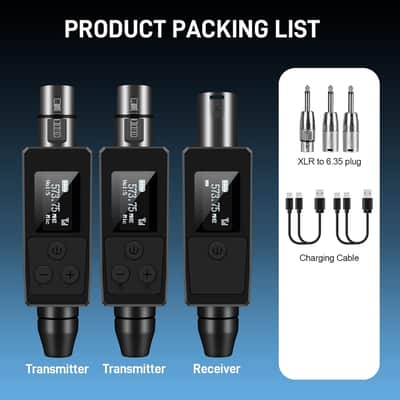 Wireless Microphone System UHF Professional XLR Transmitter+Receiver, Supports Dynamic/Condenser Microphones & 48V Phantom Power, Suitable for Electric Guitar, Bass, Mixers, PA Systems image 3