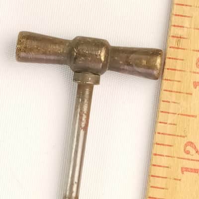 Frank Wolf 12 3/4"Bass Drum Tension Rod Faucet Thumb Turn Vintage 30s USA Nickel image 2