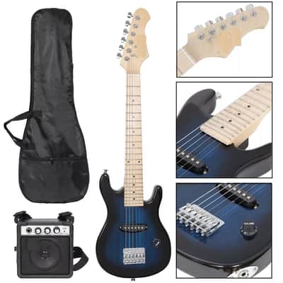 Right-handed Electric Guitar w/Amp 30" Guitar Kids Blue Combo Accessory Kit Set image 1