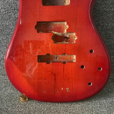 Transparent Red Basswood 5 String PJ Bass Body image 3
