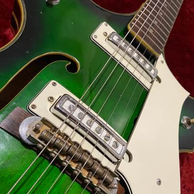 c.1960s Greco/Fujigen GR973SP MIJ Vintage Hollow Body Guitars Rare “Green Burst” image 7