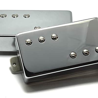 3x3 Humbucker Set, 4 Wire Bridge + Neck Pickups, AlNiCo 5 Split Humbuckers, Covered Chrome image 2