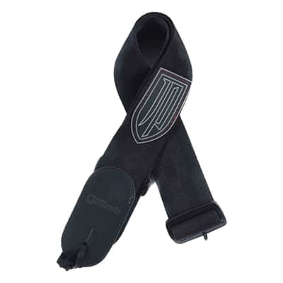 DiMarzio John Petrucci Nylon Guitar Strap with Leather Ends, BLACK W/ RED STITCHING, #DD3100JPBKRD
