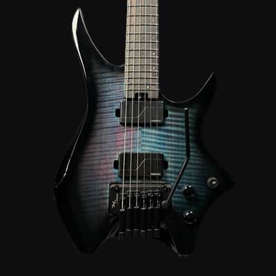 HILS Guitars HN7 NEXT Transparent Blue Burst Headless Guitar w/ Gigbag image 1