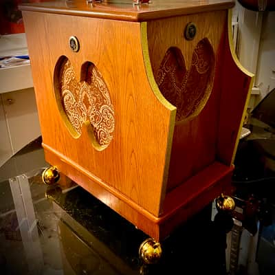 Rotary Connection 1x12/1x10 2 speaker guitar cab. 8 ohms. Vintage MCM style. Front and side firing speakers. Vintage Utah and Rola inside. Open or closed options. 2026 - Wood image 3