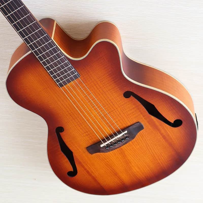 Sunburst Finish 40 Inch Acoustic Electric Guitar, Flame Oak Top Body, Okoume Wood Neck image 1