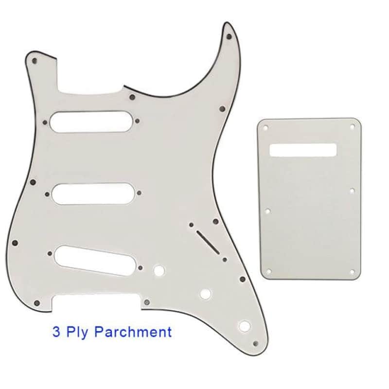 Guitar Pickguard With Back Plate Suit For USA/Mexico Fender Strat Standard SSS ST-3 ply parchment image 1