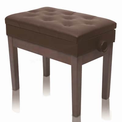 Griffin Adjustable Brown Piano Bench - PU Leather Vintage Stylish Design, Heavy-Duty & Ergonomic Keyboard Stool Seat - Convenient Hidden Storage Space Perfect For Home & Professional image 4