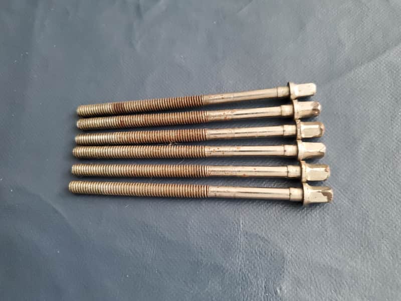 6X SIX Vintage WFL 3 3/4" (4") NICKEL TENSION ROD Tuning screw) for Snare Drum, Tom,  Floor Tom, Parade, Field, Marching drums image 1
