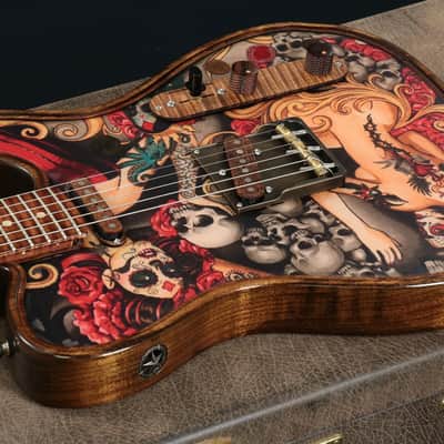 Walla Walla Guitar Company Marverick Pro Crystal Tattoo and Rose [SN 900510] [07/02] image 12