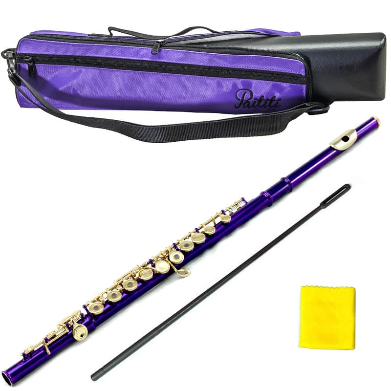 PAITITI Purple Plated Gold Key Open Hole C Flute, with Lightweight Case, Cover and More image 1