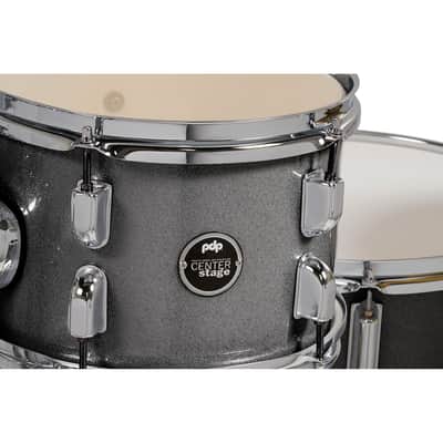 PDP PDCE2015KTSS 5 Piece Center Stage Series Complete Acoustic Drum Kit w/ 20" Kick, Hardware, Cymbals, and Throne - Silver Sparkle image 3